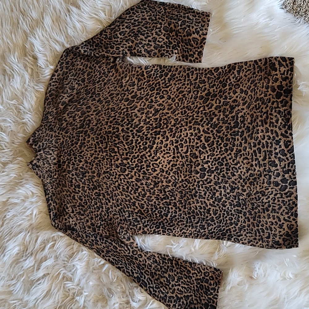 INC animal print mock turtleneck thin sweater